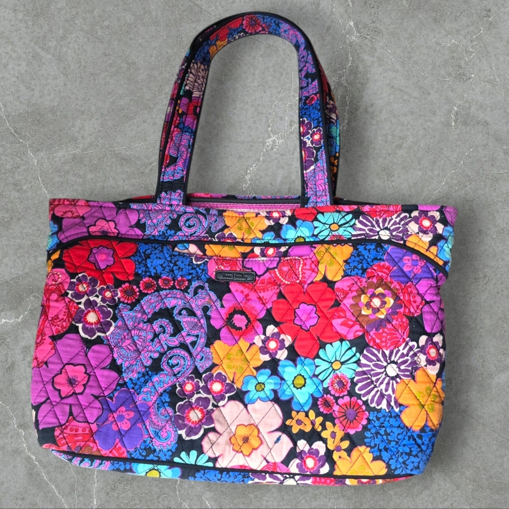 Vera Bradley Lg Colorful Floral Tote Bag Colorful Boho Cotton Purse